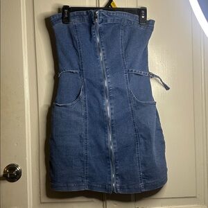 Stylish Denim Strapless Dress